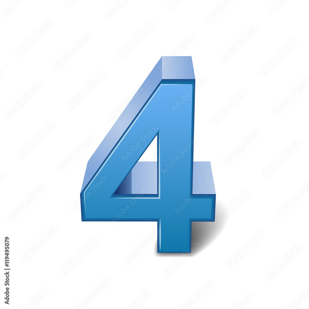 3d shiny blue number 4 3d shiny blue number 4