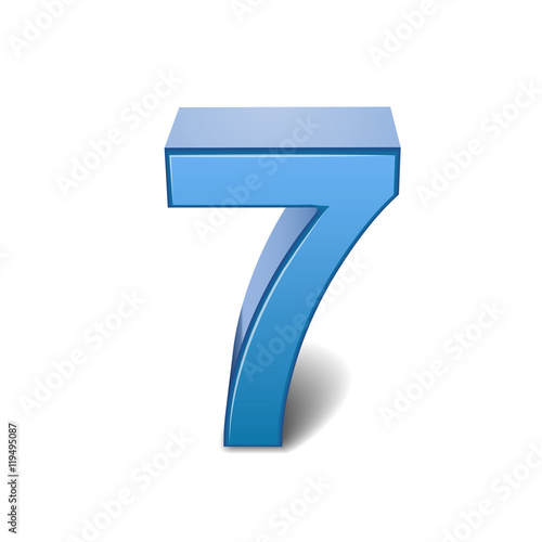 3d shiny blue number 7