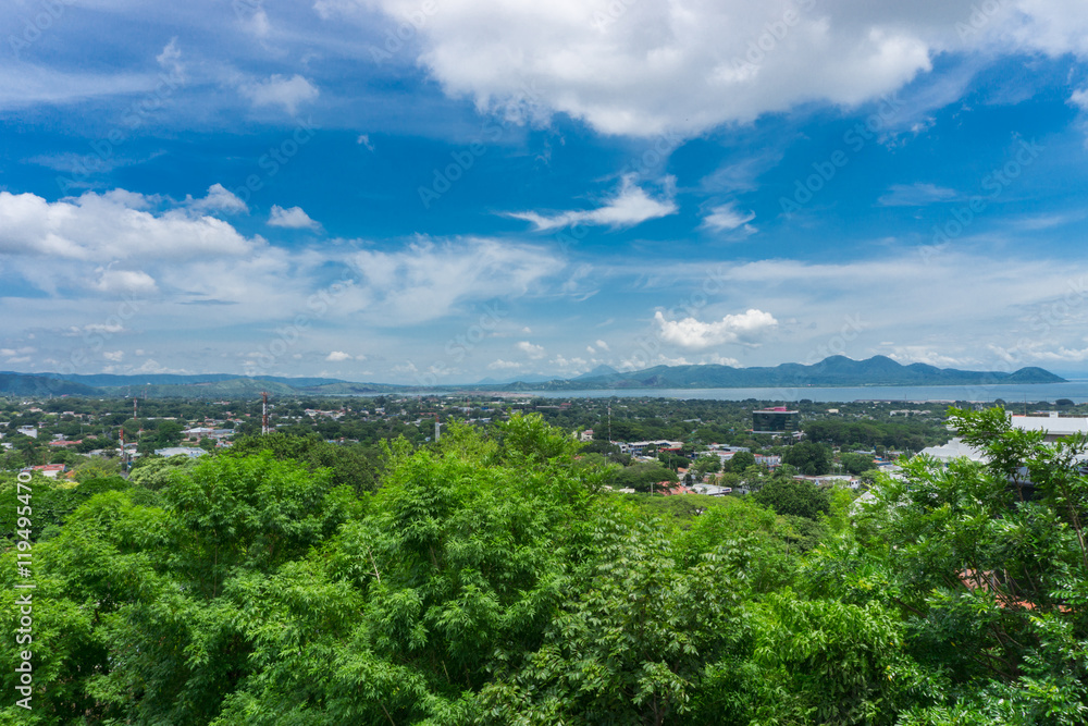 Managua view from Loma de Tiscapa. Managua capital of Nicaragua.