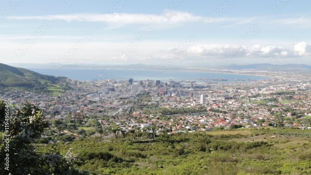 in south africa cape town city skyline from table mountain sky ocean and house in south africa cape town city skyline from table mountain sky ocean and house