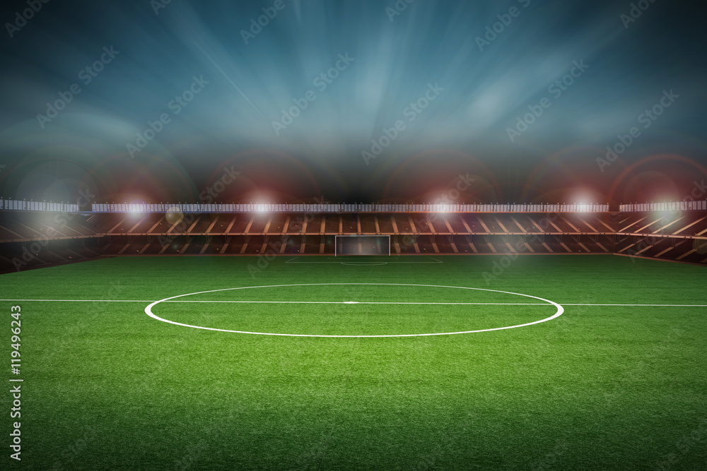 Obraz premium pusty stadion z boiskiem do piłki nożnej