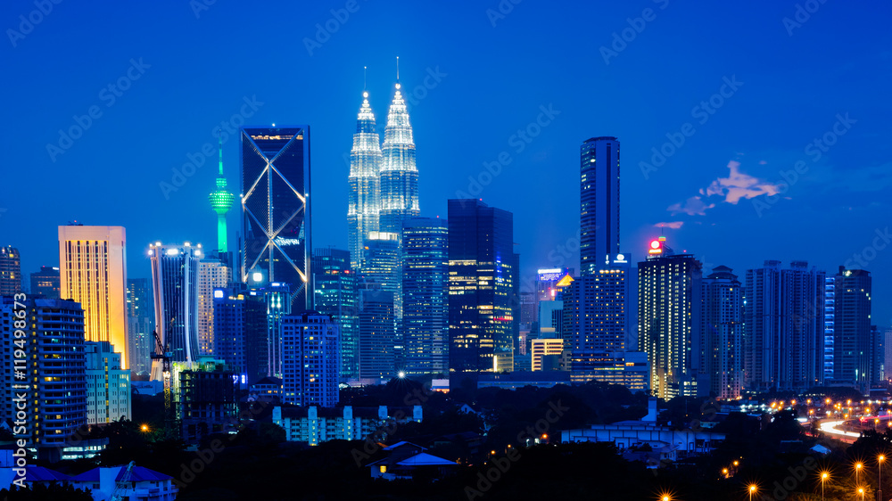 Naklejka premium Singapur o zachodzie słońca