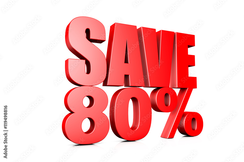 3d illustration save 80% 3d illustration save 80%