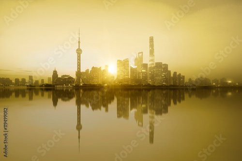 Shanghai skyline at sunrise china building landmark