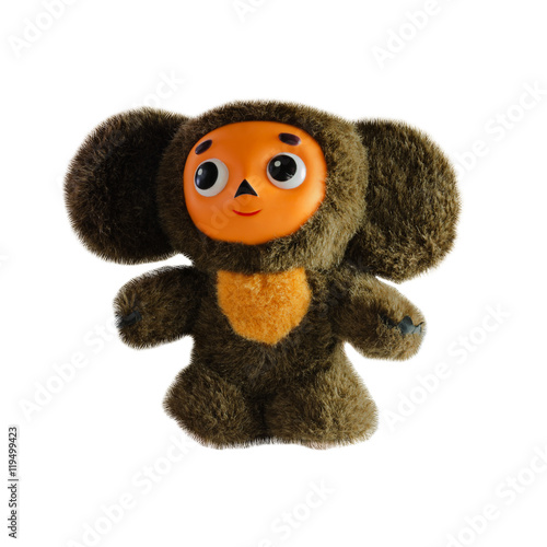 Cheburashka, Russian cartoon character. on an isolated white background