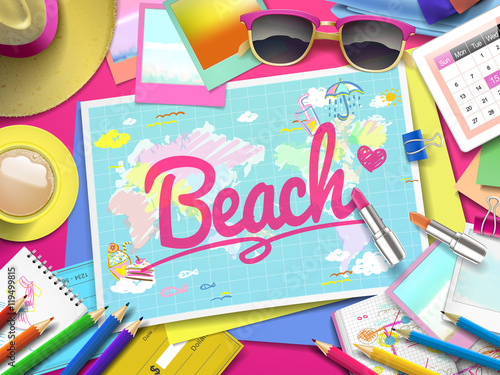 Beach on map