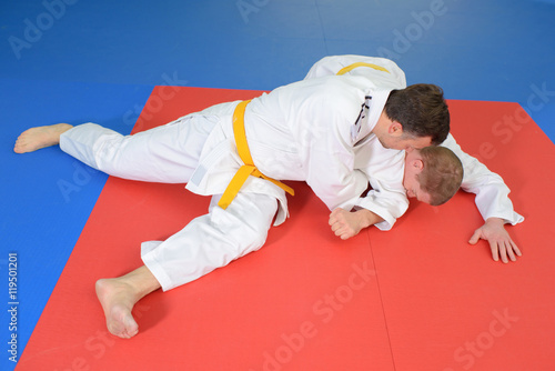 Two men on a judo mat