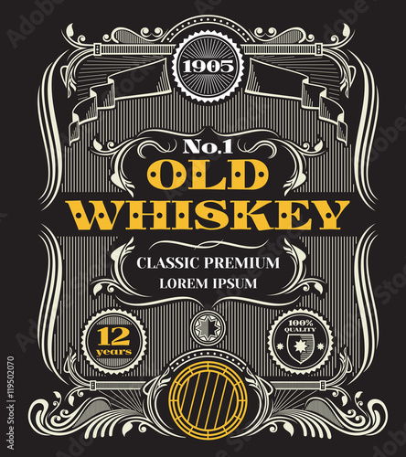 Retro victorian whiskey vector label
