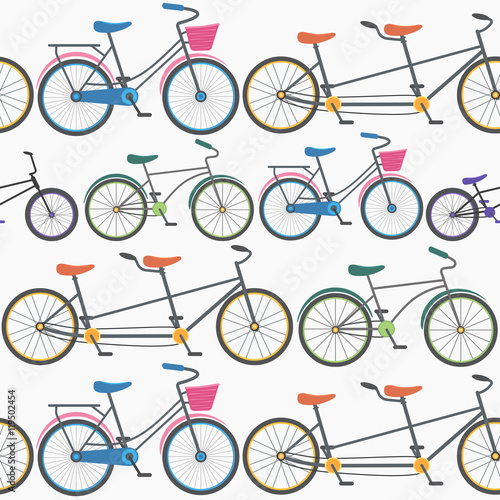 Colorful Bicycle Background Pattern. Vector