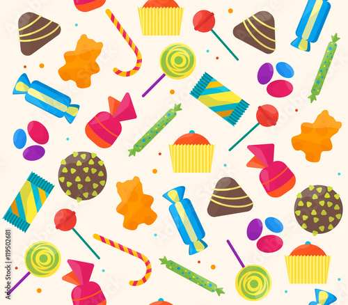 Sweet Candies Background Pattern. Vector