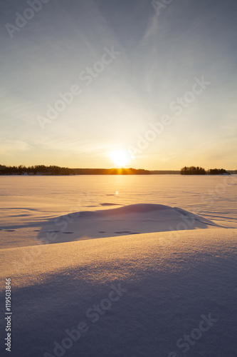 Amazing sunset in the winter time in Finland. 