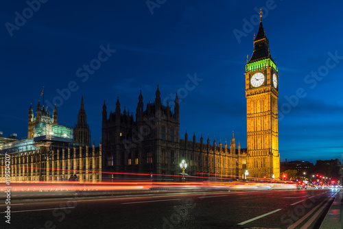 Evening at the Big Ben and House of Parliament in London  UK