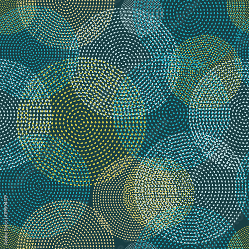 Seamless vector background with decorative dotted circles. Print. Cloth design  wallpaper.