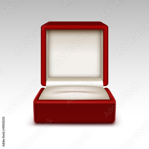 Vector Empty Red Velvet Opened gift jewelry box on Background