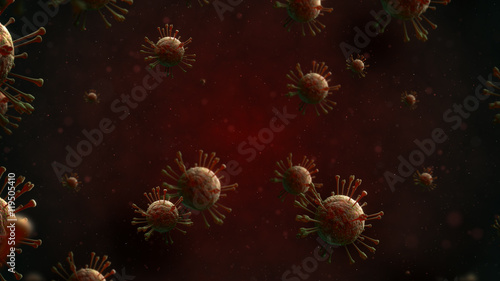 3d background with h1n1 virus elements. Abstract molecule high q