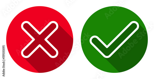 cross & check flat line icons