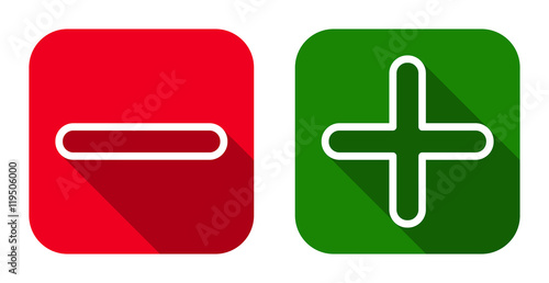 minus & plus flat line icons