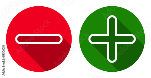 minus & plus flat line icons