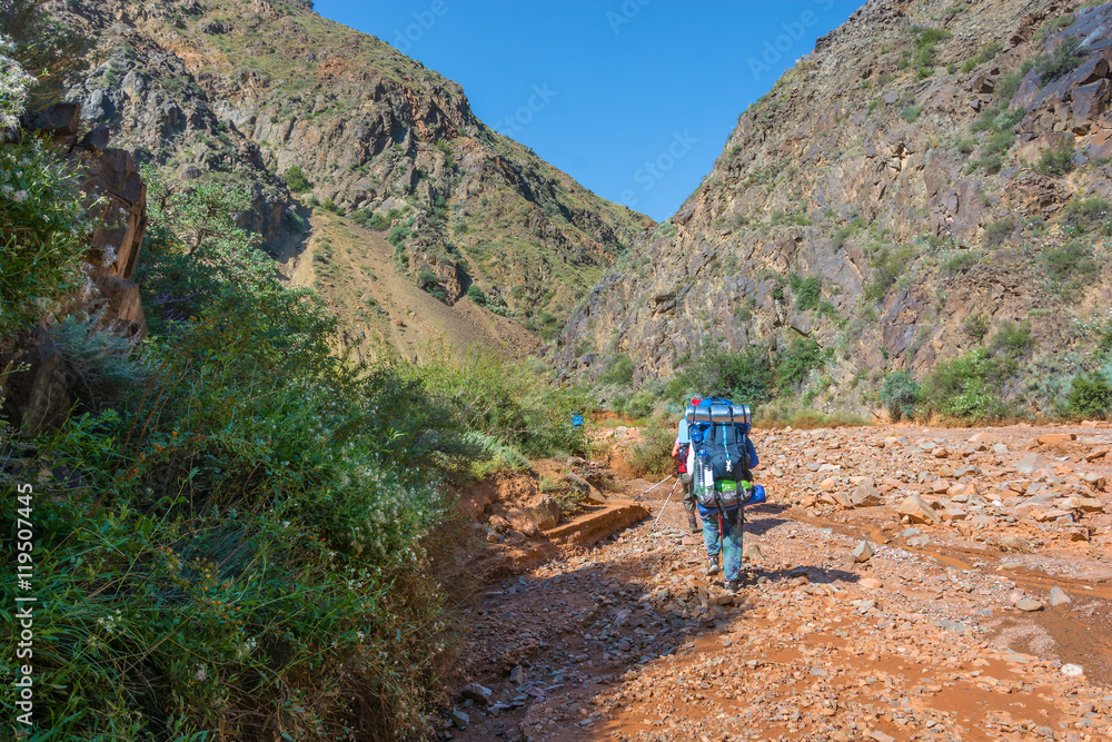 Tourists in the Aeolian mountains, Kyrgyzstan. Tourists in the Aeolian mountains, Kyrgyzstan.