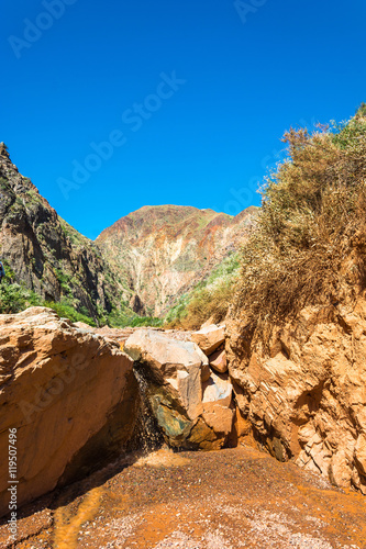 A small waterfall in the Aeolian mountains, Kyrgyzstan.