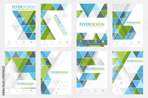 Set of business flyer template, brochure or corporate banner with geometric pattern. A4 size.