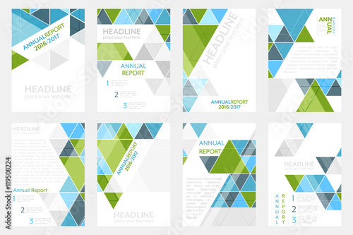 Set of business flyer template, brochure or corporate banner with geometric pattern. A4 size.
