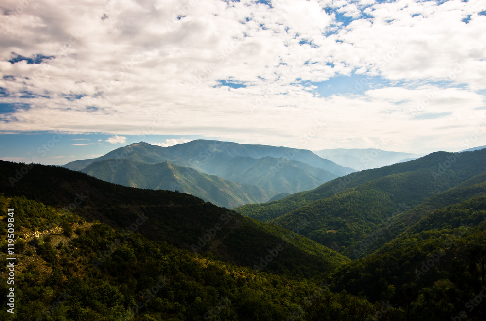 Fototapeta premium Landscape and cloudscape of Troglav mountain at late summer, west Serbia