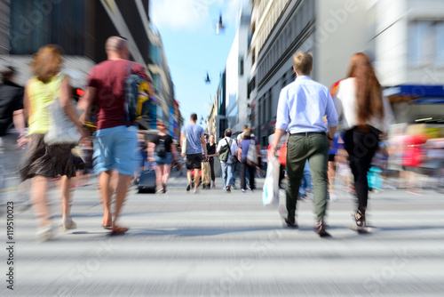 Diversified young crowd on street