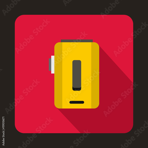 Box mod, vaporizer icon in flat style on a crimson background