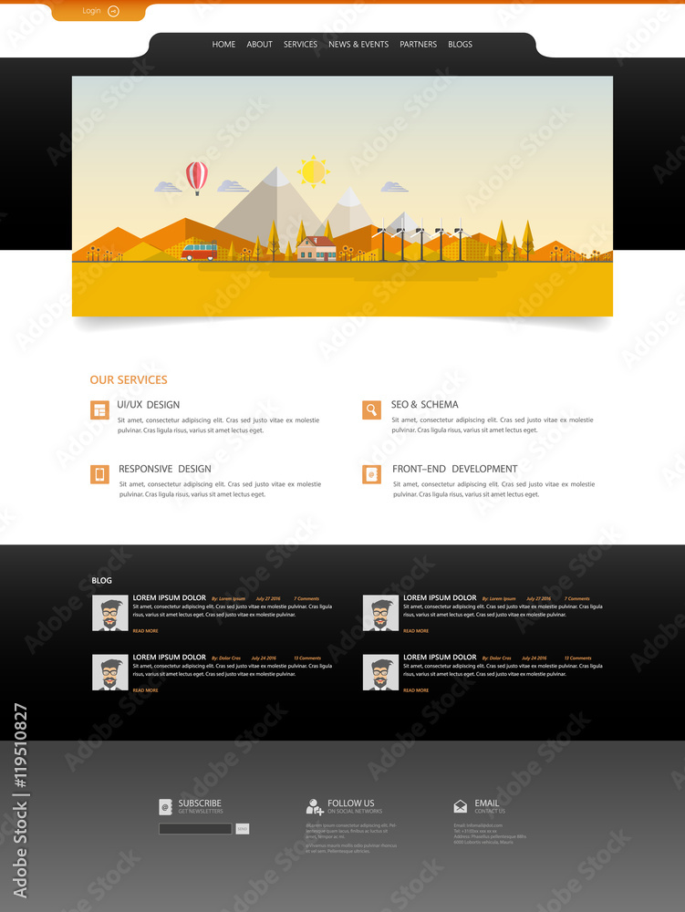 Website Design for Your Business with autumn landscape illsutration.

