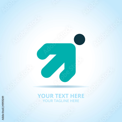 Abstract arrow logo, design concept, emblem, icon, flat logotype element for template.