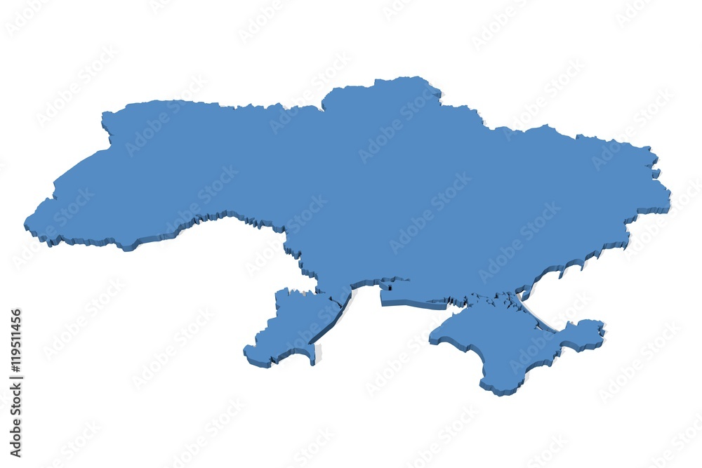 3D map of the Ukraine on a plain background 3D map of the Ukraine on a plain background