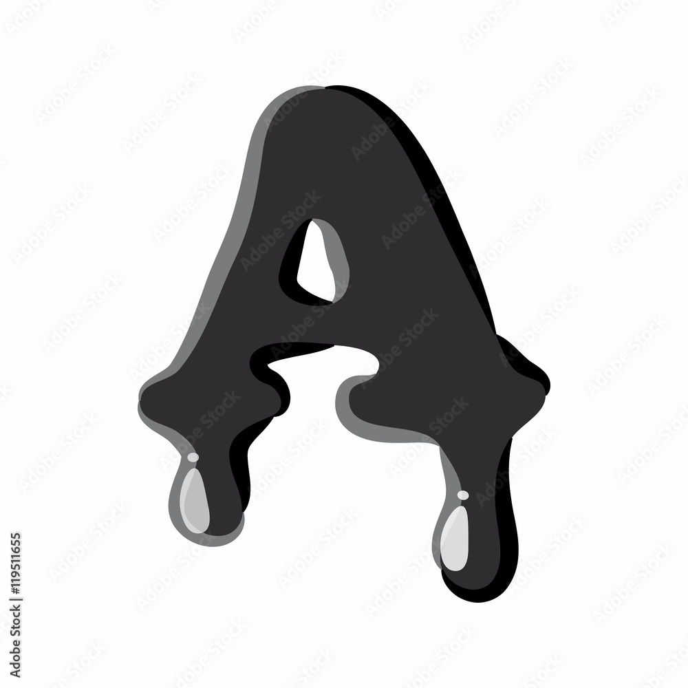 A letter isolated on white background. Black liquid oil A letter vector illustration A letter isolated on white background. Black liquid oil A letter vector illustration