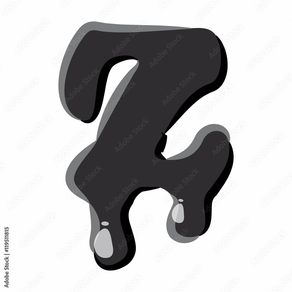 Z letter isolated on white background. Black liquid oil Z letter vector illustration Z letter isolated on white background. Black liquid oil Z letter vector illustration