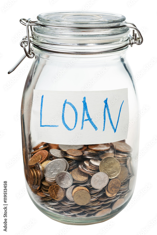 saved coins for loan payments in closed glass jar saved coins for loan payments in closed glass jar