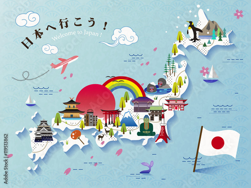 Lovely Japan travel map design