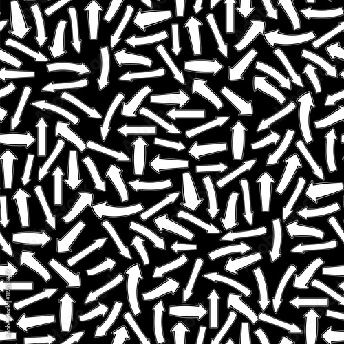 Different White Arrows Seamless Pattern on Black
