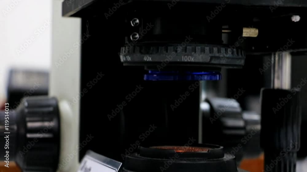 detailed view on the microscope in a laboratory detailed view on the microscope in a laboratory