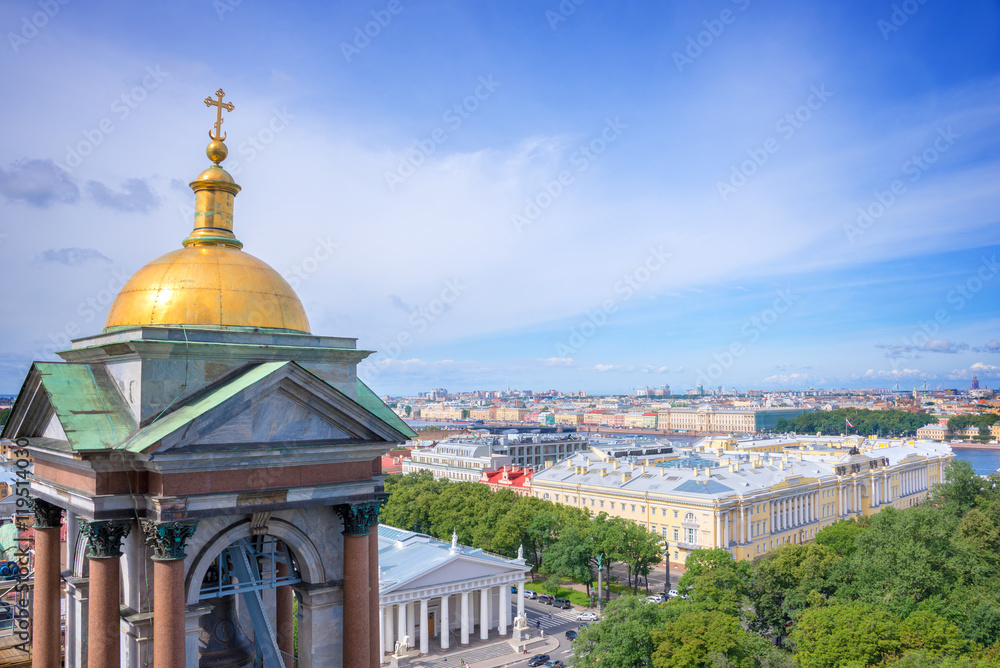 Aerial view of St Petersburg from St Isaac cathedral, Russia