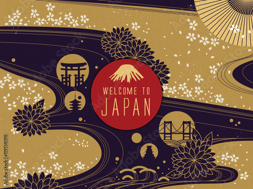 Elegant Japan travel poster