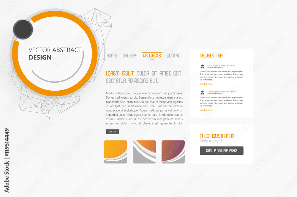 Obraz premium Website Design Vector Illustration with Abstract Header