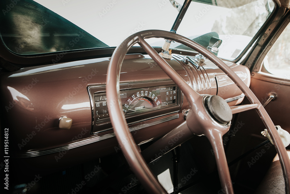Vintage car dashboard.