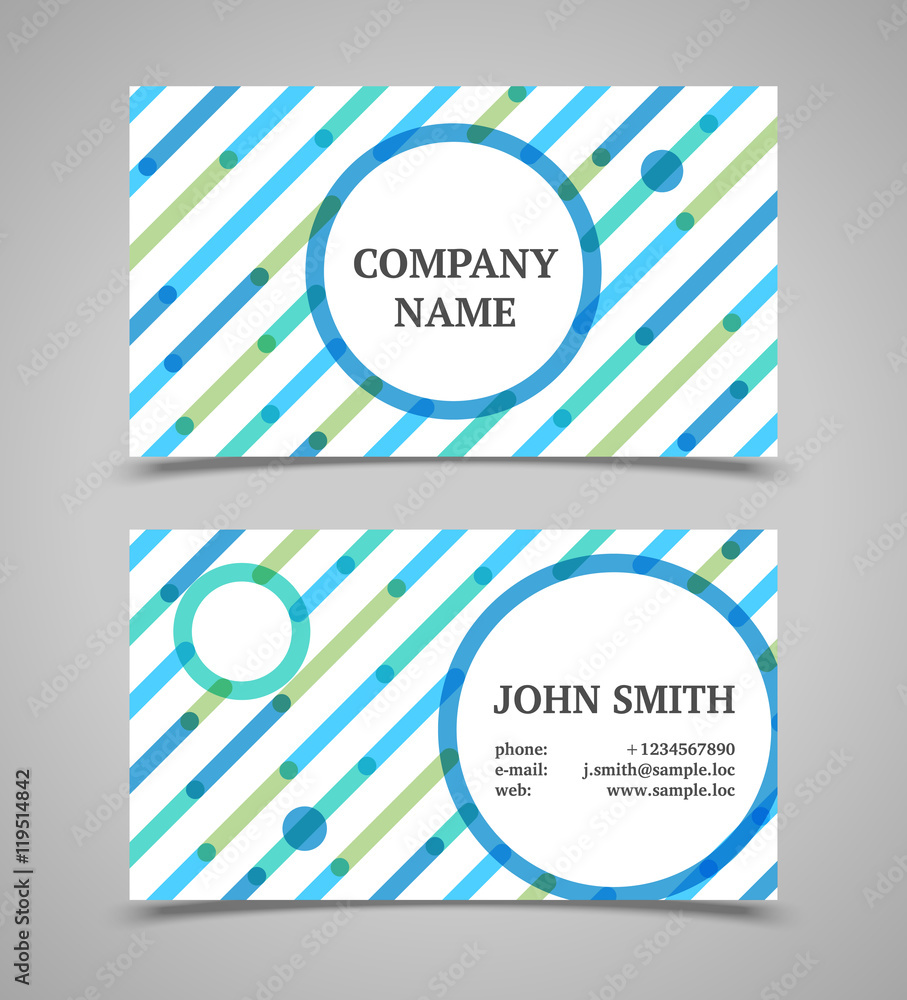 Fototapeta premium Modern blue and green business card template.