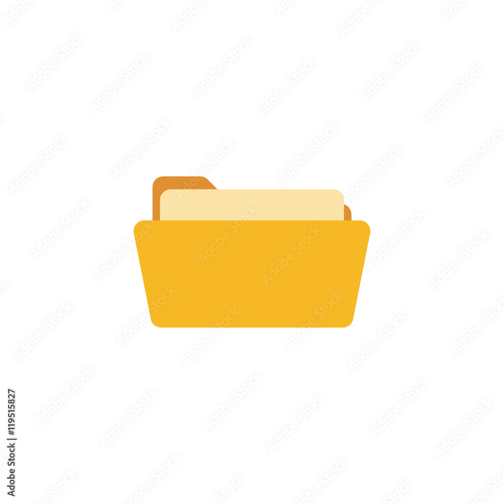 Open folder. Folder with documents. Yellow folder isolated on white background. Flat folder Open folder. Folder with documents. Yellow folder isolated on white background. Flat folder