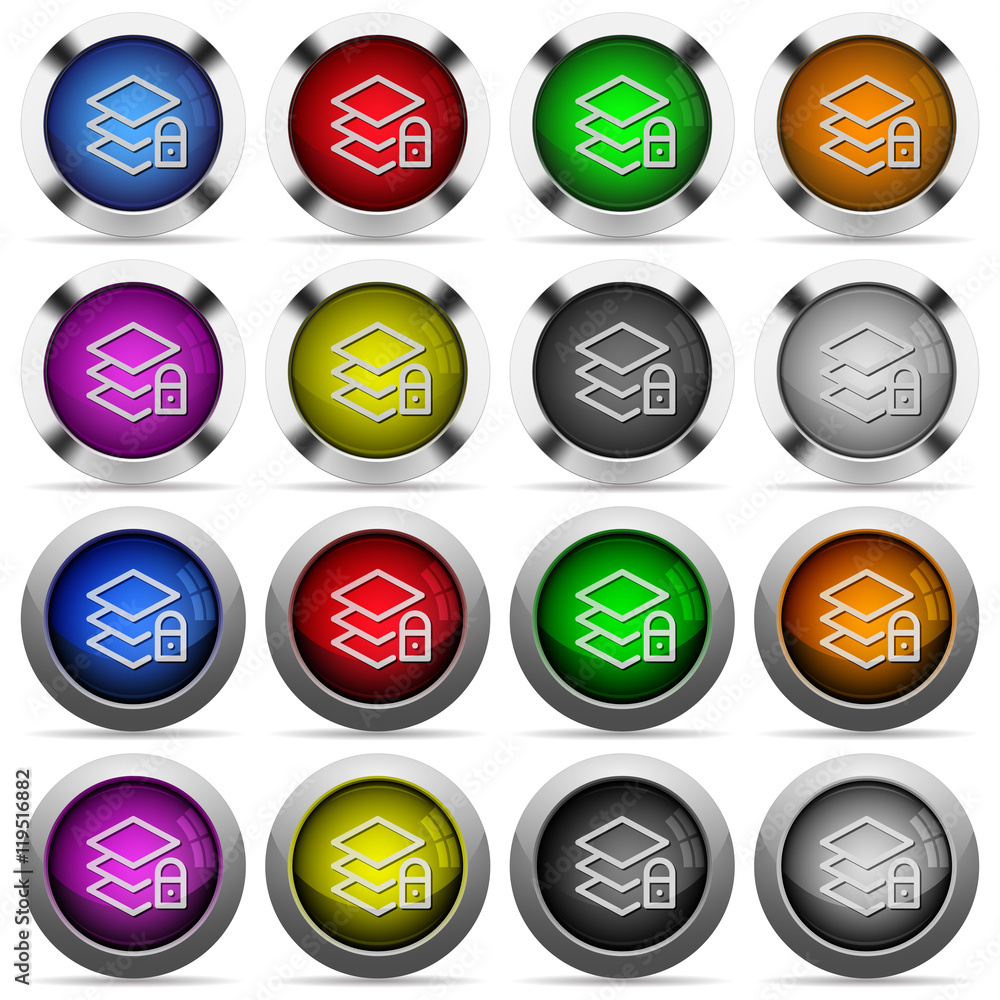 Locked layers glossy button set Locked layers glossy button set