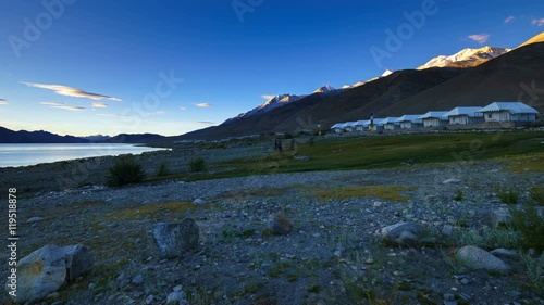 4K Timelapse of sunrise at Pangong lake, Ladakh, Jammu and Kashmi, India photo