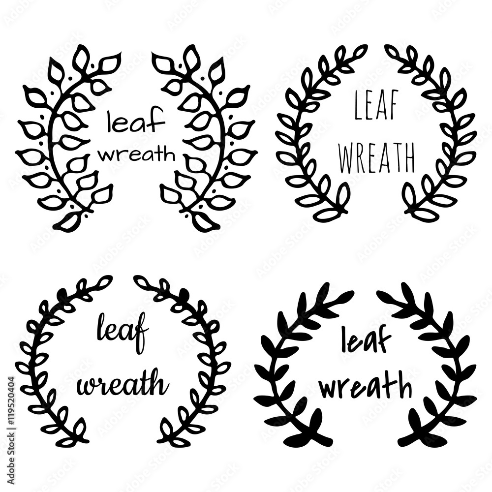 Hand drawn decorative floral wreath made in vector. Unique collection of wreath and branches. Hand drawn decorative floral wreath made in vector. Unique collection of wreath and branches.