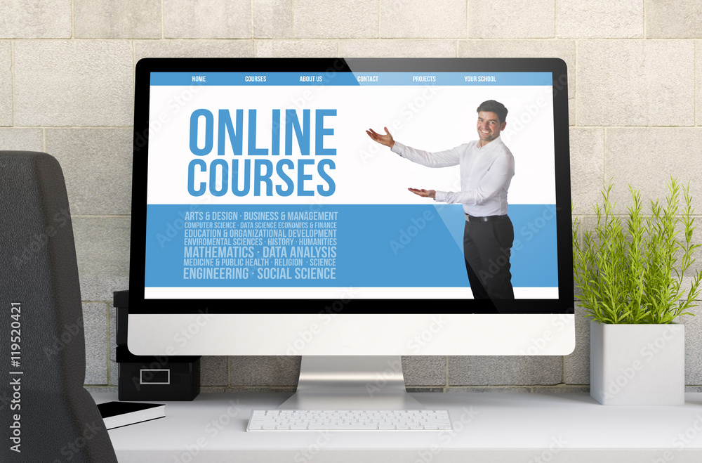 workspace with online courses workspace with online courses