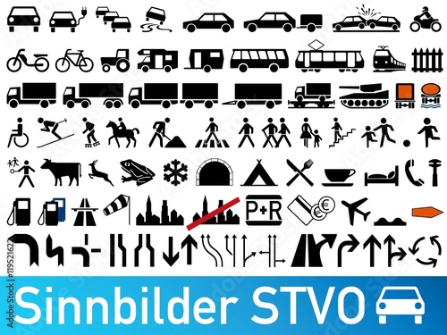 Verkehrszeichen STVO Sinnbilder Sammlung icon Set Vektor / german traffic road sign icon vector collection set