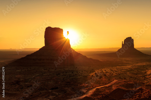 Beautiful sunrise over iconic Monument Valley, Arizona